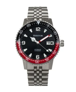 Heritor Watches Heritor Automatic Dominic Bracelet Watch w/Date Black&Red/Black