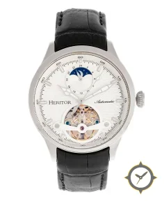 Heritor Automatic Gregory Semi-Skeleton Leather-Band Watch