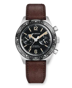 Wolbrook Skindiver WT Chrono-Mecaquartz Black Bezel Vintage Chronograph
