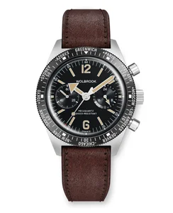 Wolbrook Skindiver WT Chrono-Mecaquartz Black Bezel Vintage Chronograph