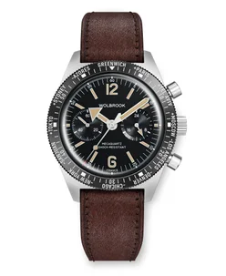 Wolbrook Skindiver WT Chrono-Mecaquartz Black Bezel Vintage Chronograph