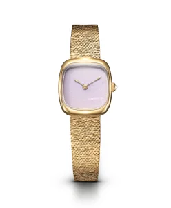 Dennison Mini Pink Malaysian Jade In Gold Gold Bark Mesh