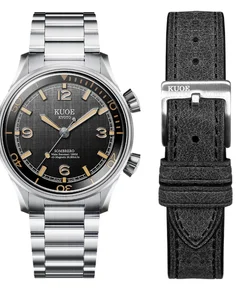 Kuoe SOMBRERO 90-011, Black Linen Textured Dial, 20 BAR Water Resistant