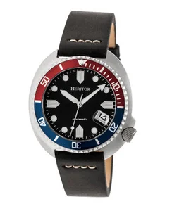 Heritor Watches Heritor Automatic Morrison Leather-Band Watch w/Date Leather Black