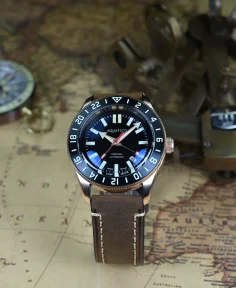 Aquatico Bronze Raider Tritium GMT Black Dial