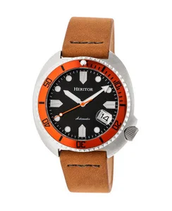Heritor Watches Heritor Automatic Morrison Leather-Band Watch w/Date Leather Camel/Silver