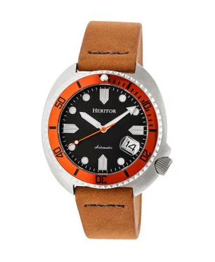 Heritor Watches Heritor Automatic Morrison Leather-Band Watch w/Date Leather Camel/Silver