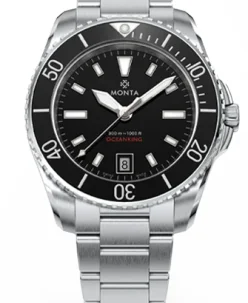 Monta Oceanking, 60-Minute Bezel, with Date, Black Dial, Ceramic Bezel