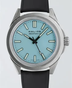 HALIOS SEAFORTH IV Pastel Blue Fixed Bezel Titanium Rubber Strap Only