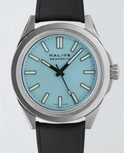 HALIOS SEAFORTH IV Pastel Blue Fixed Bezel Titanium Rubber Strap Only
