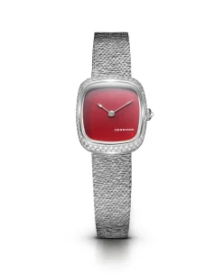 Dennison Mini Red Jasper Diamonds Bark Mesh In Steel