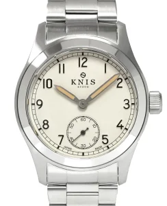 KNIS Kyoto Retro Military Watch - Off-White Dial with Stainless Steel Band KN003-WHSS