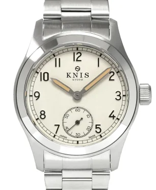 KNIS Kyoto Retro Military Watch - Off-White Dial with Stainless Steel Band KN003-WHSS