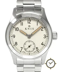 KNIS Kyoto Retro Military Watch - Off-White Dial with Stainless Steel Band KN003-WHSS
