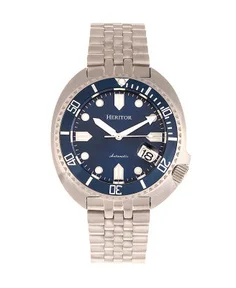 Heritor Watches Heritor Automatic Morrison Leather-Band Watch w/Date Bracelet Blue