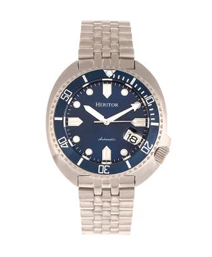 Heritor Watches Heritor Automatic Morrison Leather-Band Watch w/Date Bracelet Blue
