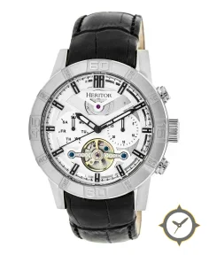 Heritor Automatic Hannibal Semi-Skeleton Leather-Band Watch