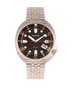 Heritor Watches Heritor Automatic Morrison Leather-Band Watch w/Date Bracelet Black/Orange