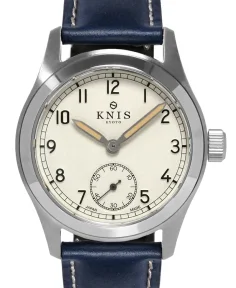 KNIS Kyoto Retro Military Watch - Off-White Dial with Navy Leather Strap KN003-WHNVLE