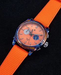 Wicked Watch Co. Peacock Timascus Chronograph Orange MOP