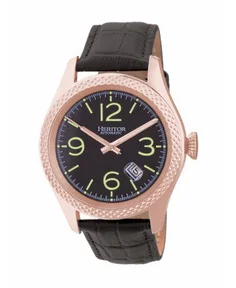 Heritor Watches Heritor Automatic Barnes Leather-Band Watch w/Date Rose Gold/Black