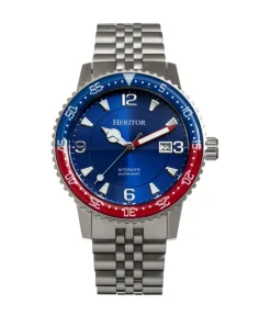 Heritor Watches Heritor Automatic Dominic Bracelet Watch w/Date Red&Blue/Blue