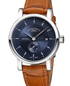 Mühle Glashütte Teutonia II Small Second in midnight blue with leather strap