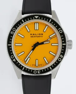 HALIOS SEAFORTH IV Bahama Yellow Rotating Bezel Elapsed Time Titanium Rubber Strap Only