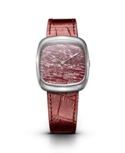 Dennison Natural Rubellite Stone In Steel Burgundy