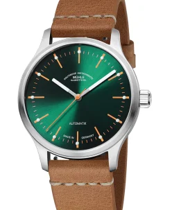 Mühle Glashütte Panova Green with lightbrown leather strap