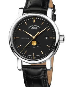 Mühle Glashütte Teutonia IV Moonphase in anthracite with black leather strap