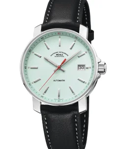 Mühle Glashütte 29er in mint with black leather strap