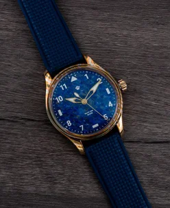 Wicked Watch Co. Anniversary Flieger Mokume Gane & Lapis