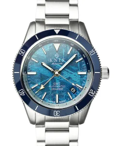 KNIS Kyoto Meteorite GMT Automatic Divers Watch Blue Stainless Steel Bracelet (KN007-MTBL)