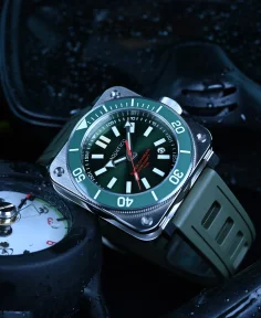 Aquatico Steel Man Tritium Green Dial Dive Watch
