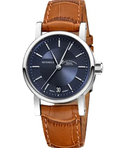Mühle Glashütte Teutonia II Medium in midnight blue with leather strap