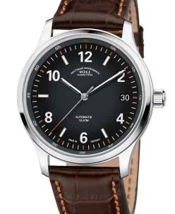 Mühle Glashütte Lunova Date with crocodile leather strap
