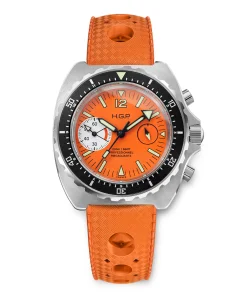 HGP Dive Watches Diver 200M Chrono-Mecaquartz Orange Dial & White Big-Eye Chronograph