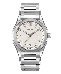 Circula Watches Facet 38 White Steel Strap with Butterfly Clasp