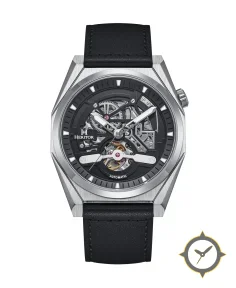 Heritor Automatic Amadeus Semi-Skeleton Leather-Band Watch