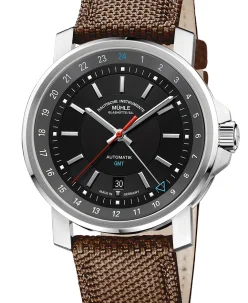 Mühle Glashütte 29er Big GMT with coffee-brown canvas strap