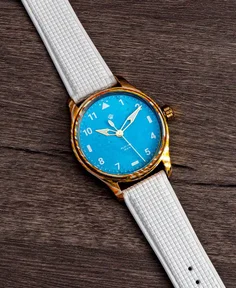 Wicked Watch Co. Anniversary Flieger Mokume Gane & Turquoise