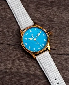 Wicked Watch Co. Anniversary Flieger Mokume Gane & Turquoise