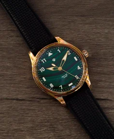 Wicked Watch Co. Flieger Polished Mokume Gane & Malachite