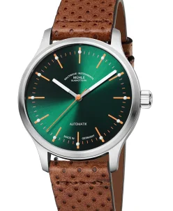 Mühle Glashütte Panova Green with perforated leather strap
