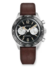 Wolbrook Skindiver WT Chrono-Mecaquartz Black Bezel Vintage Reverse Panda Chronograph