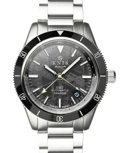 KNIS Kyoto Meteorite GMT Automatic Divers Watch Black Stainless Steel Bracelet (KN007-MT)