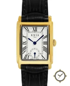 KNIS Kyoto Classic Rectangular Gold Crocodile Embossed Leather Black KN004-GDBKC