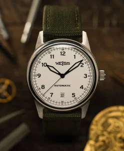 Weiss Watch Company Automatic Standard Issue Field Watch with Date - White Dial