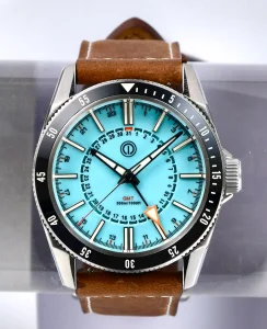 MMI Watches TURRET 300M DIVER GMT - ICE BLUE MODEL: TRG-03L (LEATHER/RUBBER STRAPS)